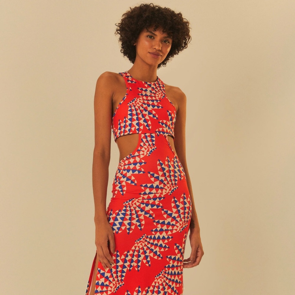 Adidas Farm Rio Psychedelic Wave Red Dress - Picture 3 of 4